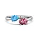 1 - Afra 1.70 ctw Blue Topaz Pear Shape (7x5 mm) & Pink Tourmaline Oval Shape (7x5 mm) Toi Et Moi Engagement Ring 