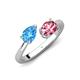 4 - Afra 1.70 ctw Blue Topaz Pear Shape (7x5 mm) & Pink Tourmaline Oval Shape (7x5 mm) Toi Et Moi Engagement Ring 