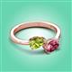 3 - Afra 1.65 ctw Peridot Pear Shape (7x5 mm) & Pink Tourmaline Oval Shape (7x5 mm) Toi Et Moi Engagement Ring 