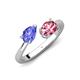 4 - Afra 1.60 ctw Tanzanite Pear Shape (7x5 mm) & Pink Tourmaline Oval Shape (7x5 mm) Toi Et Moi Engagement Ring 