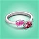 3 - Afra 1.75 ctw Pink Sapphire Pear Shape (7x5 mm) & Pink Tourmaline Oval Shape (7x5 mm) Toi Et Moi Engagement Ring 