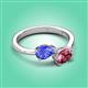 3 - Afra 1.60 ctw Tanzanite Pear Shape (7x5 mm) & Pink Tourmaline Oval Shape (7x5 mm) Toi Et Moi Engagement Ring 