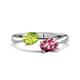 1 - Afra 1.65 ctw Peridot Pear Shape (7x5 mm) & Pink Tourmaline Oval Shape (7x5 mm) Toi Et Moi Engagement Ring 