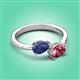 3 - Afra 1.45 ctw Iolite Pear Shape (7x5 mm) & Pink Tourmaline Oval Shape (7x5 mm) Toi Et Moi Engagement Ring 