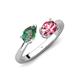 4 - Afra 1.71 ctw Lab Created Alexandrite Pear Shape (7x5 mm) & Pink Tourmaline Oval Shape (7x5 mm) Toi Et Moi Engagement Ring 