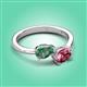 3 - Afra 1.71 ctw Lab Created Alexandrite Pear Shape (7x5 mm) & Pink Tourmaline Oval Shape (7x5 mm) Toi Et Moi Engagement Ring 