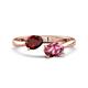 1 - Afra 1.75 ctw Red Garnet Pear Shape (7x5 mm) & Pink Tourmaline Oval Shape (7x5 mm) Toi Et Moi Engagement Ring 