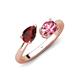 4 - Afra 1.75 ctw Red Garnet Pear Shape (7x5 mm) & Pink Tourmaline Oval Shape (7x5 mm) Toi Et Moi Engagement Ring 