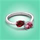 3 - Afra 1.75 ctw Red Garnet Pear Shape (7x5 mm) & Pink Tourmaline Oval Shape (7x5 mm) Toi Et Moi Engagement Ring 