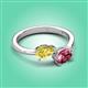 3 - Afra 1.75 ctw Yellow Sapphire Pear Shape (7x5 mm) & Pink Tourmaline Oval Shape (7x5 mm) Toi Et Moi Engagement Ring 