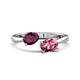 1 - Afra 1.75 ctw Rhodolite Garnet Pear Shape (7x5 mm) & Pink Tourmaline Oval Shape (7x5 mm) Toi Et Moi Engagement Ring 