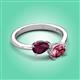 3 - Afra 1.75 ctw Rhodolite Garnet Pear Shape (7x5 mm) & Pink Tourmaline Oval Shape (7x5 mm) Toi Et Moi Engagement Ring 