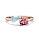 1 - Afra 1.45 ctw Aquamarine Pear Shape (7x5 mm) & Pink Tourmaline Oval Shape (7x5 mm) Toi Et Moi Engagement Ring 