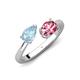 4 - Afra 1.45 ctw Aquamarine Pear Shape (7x5 mm) & Pink Tourmaline Oval Shape (7x5 mm) Toi Et Moi Engagement Ring 