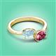 3 - Afra 1.45 ctw Aquamarine Pear Shape (7x5 mm) & Pink Tourmaline Oval Shape (7x5 mm) Toi Et Moi Engagement Ring 