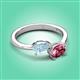 3 - Afra 1.45 ctw Aquamarine Pear Shape (7x5 mm) & Pink Tourmaline Oval Shape (7x5 mm) Toi Et Moi Engagement Ring 
