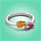 3 - Afra 1.50 ctw Citrine Pear Shape (7x5 mm) & Pink Tourmaline Oval Shape (7x5 mm) Toi Et Moi Engagement Ring 