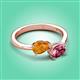 3 - Afra 1.50 ctw Citrine Pear Shape (7x5 mm) & Pink Tourmaline Oval Shape (7x5 mm) Toi Et Moi Engagement Ring 