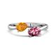 1 - Afra 1.50 ctw Citrine Pear Shape (7x5 mm) & Pink Tourmaline Oval Shape (7x5 mm) Toi Et Moi Engagement Ring 