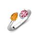 4 - Afra 1.50 ctw Citrine Pear Shape (7x5 mm) & Pink Tourmaline Oval Shape (7x5 mm) Toi Et Moi Engagement Ring 