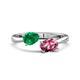 1 - Afra 1.65 ctw Emerald Pear Shape (7x5 mm) & Pink Tourmaline Oval Shape (7x5 mm) Toi Et Moi Engagement Ring 