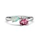 1 - Afra 1.20 ctw Opal Pear Shape (7x5 mm) & Pink Tourmaline Oval Shape (7x5 mm) Toi Et Moi Engagement Ring 