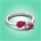 3 - Afra 1.80 ctw Ruby Pear Shape (7x5 mm) & Pink Tourmaline Oval Shape (7x5 mm) Toi Et Moi Engagement Ring 
