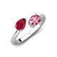 4 - Afra 1.80 ctw Ruby Pear Shape (7x5 mm) & Pink Tourmaline Oval Shape (7x5 mm) Toi Et Moi Engagement Ring 