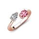 4 - Afra 1.75 ctw White Sapphire Pear Shape (7x5 mm) & Pink Tourmaline Oval Shape (7x5 mm) Toi Et Moi Engagement Ring 