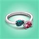 3 - Afra 1.70 ctw London Blue Topaz Pear Shape (7x5 mm) & Pink Tourmaline Oval Shape (7x5 mm) Toi Et Moi Engagement Ring 