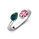 4 - Afra 1.70 ctw London Blue Topaz Pear Shape (7x5 mm) & Pink Tourmaline Oval Shape (7x5 mm) Toi Et Moi Engagement Ring 