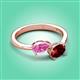 3 - Afra 1.85 ctw Pink Sapphire Pear Shape (7x5 mm) & Red Garnet Oval Shape (7x5 mm) Toi Et Moi Engagement Ring 