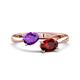 1 - Afra 1.60 ctw Amethyst Pear Shape (7x5 mm) & Red Garnet Oval Shape (7x5 mm) Toi Et Moi Engagement Ring 