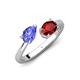 4 - Afra 1.70 ctw Tanzanite Pear Shape (7x5 mm) & Red Garnet Oval Shape (7x5 mm) Toi Et Moi Engagement Ring 