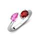4 - Afra 1.85 ctw Pink Sapphire Pear Shape (7x5 mm) & Red Garnet Oval Shape (7x5 mm) Toi Et Moi Engagement Ring 