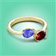 3 - Afra 1.70 ctw Tanzanite Pear Shape (7x5 mm) & Red Garnet Oval Shape (7x5 mm) Toi Et Moi Engagement Ring 