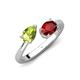 4 - Afra 1.75 ctw Peridot Pear Shape (7x5 mm) & Red Garnet Oval Shape (7x5 mm) Toi Et Moi Engagement Ring 