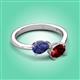 3 - Afra 1.55 ctw Iolite Pear Shape (7x5 mm) & Red Garnet Oval Shape (7x5 mm) Toi Et Moi Engagement Ring 