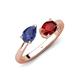 4 - Afra 1.55 ctw Iolite Pear Shape (7x5 mm) & Red Garnet Oval Shape (7x5 mm) Toi Et Moi Engagement Ring 