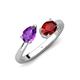 4 - Afra 1.60 ctw Amethyst Pear Shape (7x5 mm) & Red Garnet Oval Shape (7x5 mm) Toi Et Moi Engagement Ring 