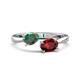 1 - Afra 1.81 ctw Lab Created Alexandrite Pear Shape (7x5 mm) & Red Garnet Oval Shape (7x5 mm) Toi Et Moi Engagement Ring 