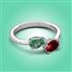 3 - Afra 1.81 ctw Lab Created Alexandrite Pear Shape (7x5 mm) & Red Garnet Oval Shape (7x5 mm) Toi Et Moi Engagement Ring 