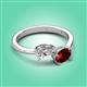 3 - Afra 1.80 ctw Moissanite Pear Shape (7x5 mm) & Red Garnet Oval Shape (7x5 mm) Toi Et Moi Engagement Ring 