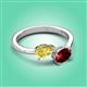 3 - Afra 1.85 ctw Yellow Sapphire Pear Shape (7x5 mm) & Red Garnet Oval Shape (7x5 mm) Toi Et Moi Engagement Ring 