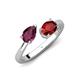 4 - Afra 1.85 ctw Rhodolite Garnet Pear Shape (7x5 mm) & Red Garnet Oval Shape (7x5 mm) Toi Et Moi Engagement Ring 