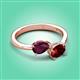 3 - Afra 1.85 ctw Rhodolite Garnet Pear Shape (7x5 mm) & Red Garnet Oval Shape (7x5 mm) Toi Et Moi Engagement Ring 