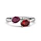 1 - Afra 1.85 ctw Rhodolite Garnet Pear Shape (7x5 mm) & Red Garnet Oval Shape (7x5 mm) Toi Et Moi Engagement Ring 