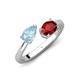 4 - Afra 1.55 ctw Aquamarine Pear Shape (7x5 mm) & Red Garnet Oval Shape (7x5 mm) Toi Et Moi Engagement Ring 