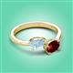 3 - Afra 1.55 ctw Aquamarine Pear Shape (7x5 mm) & Red Garnet Oval Shape (7x5 mm) Toi Et Moi Engagement Ring 