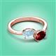 3 - Afra 1.55 ctw Aquamarine Pear Shape (7x5 mm) & Red Garnet Oval Shape (7x5 mm) Toi Et Moi Engagement Ring 